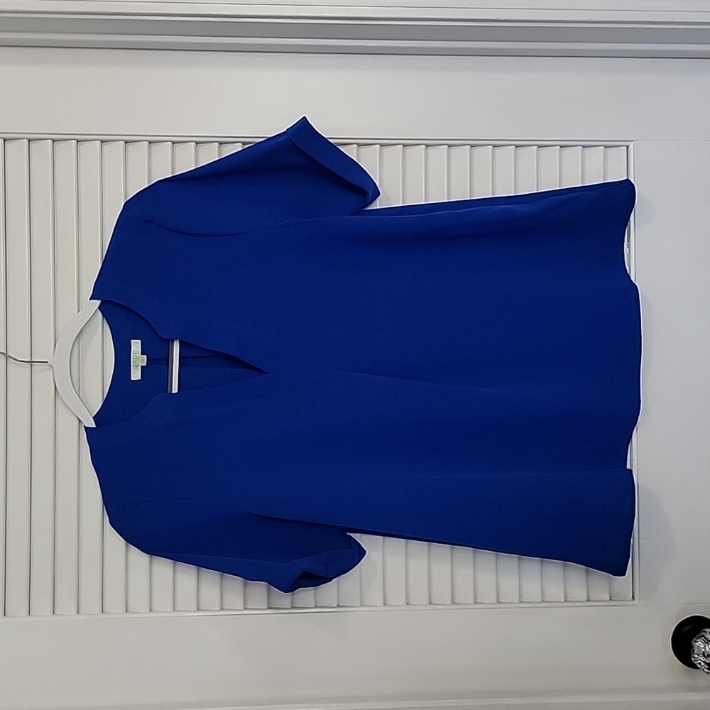 Royal Blue Split Neck Blouse by Jade Sz M Great Condition Business Casual work